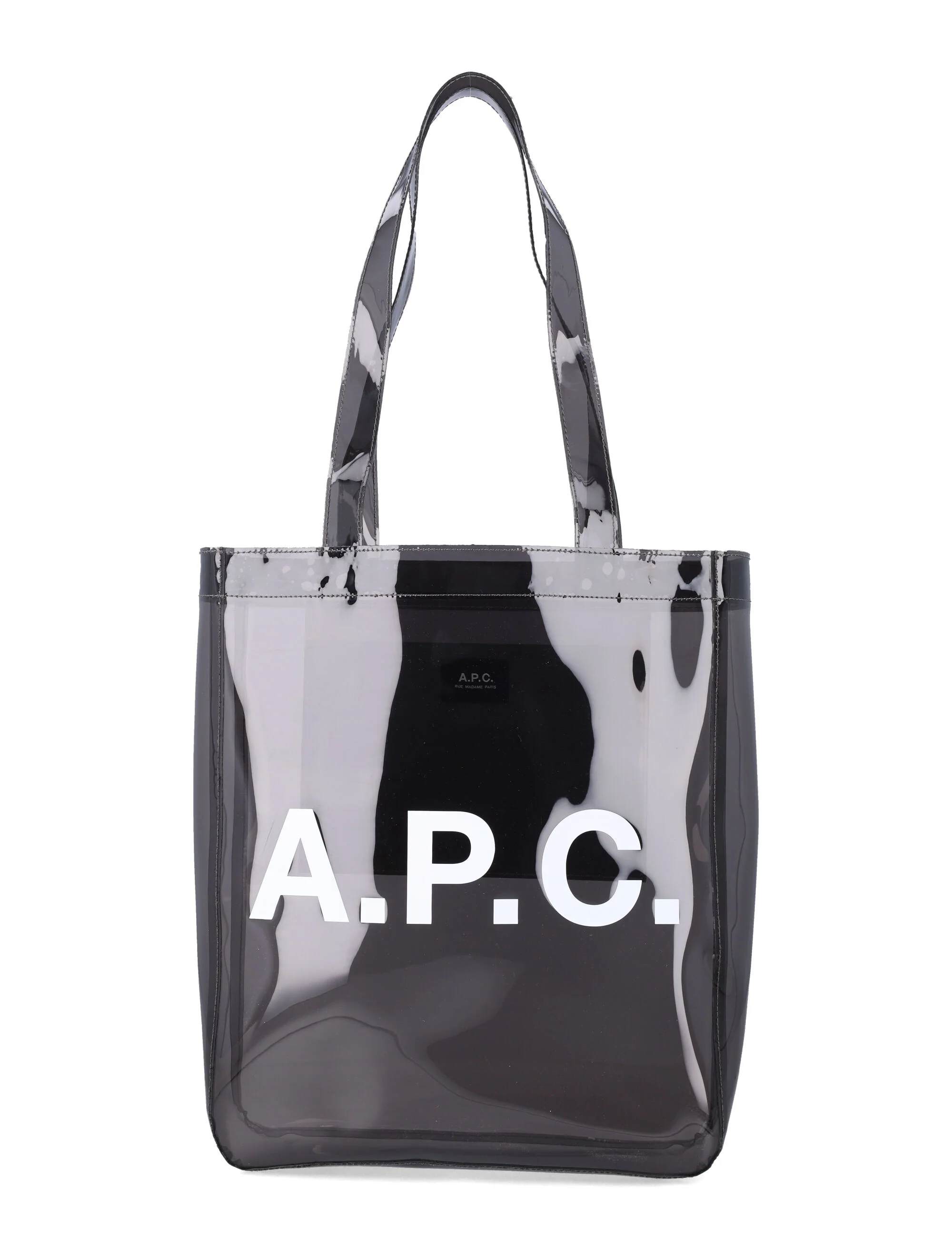 A.P.C. Lou glossy PVC tote bag Anthracite Thermoplastic Polyurethane
