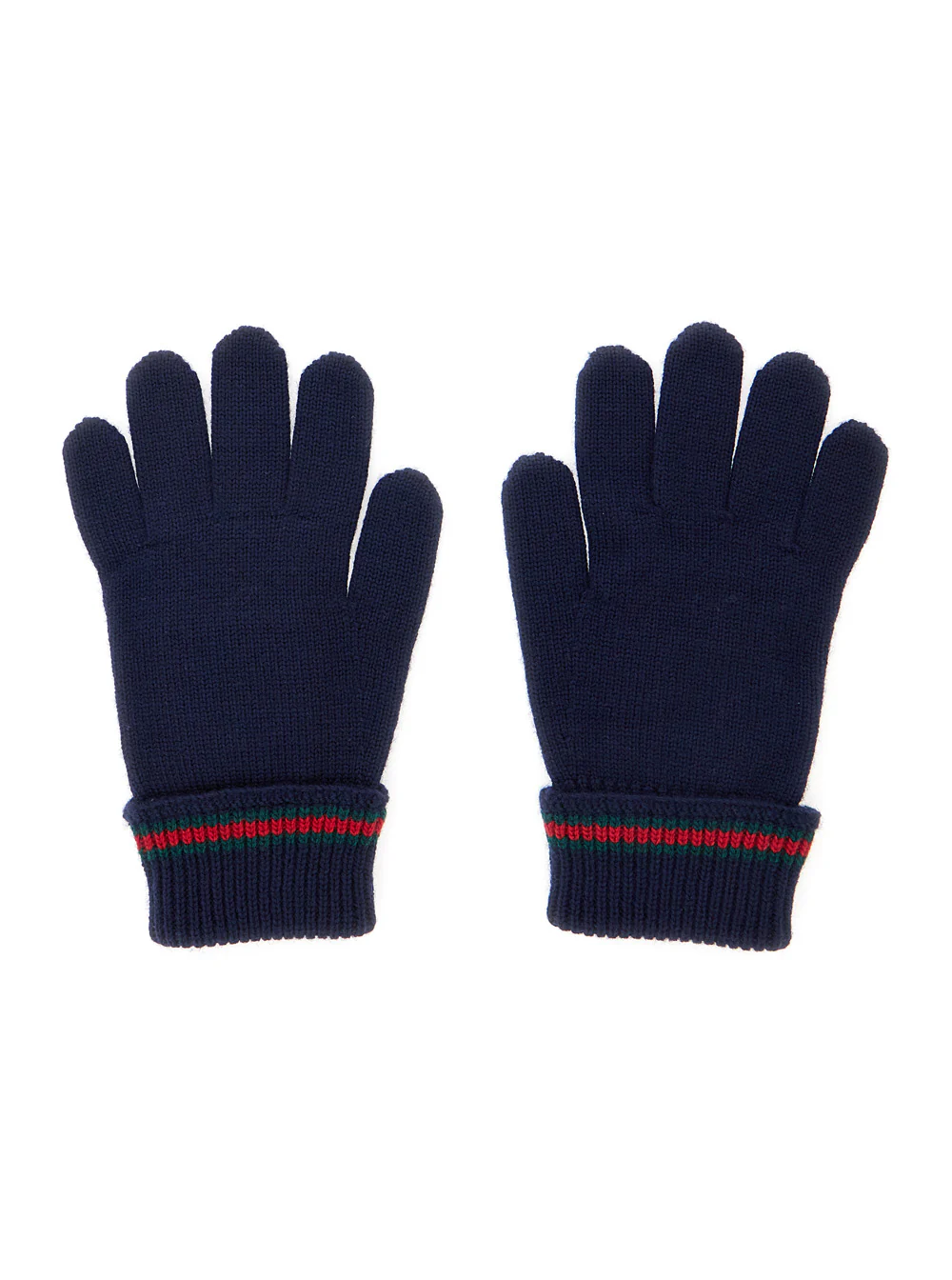 Gucci Kids Blue Gloves with Tricot Knitting and Web Detail in Wool Boy Blu Hats