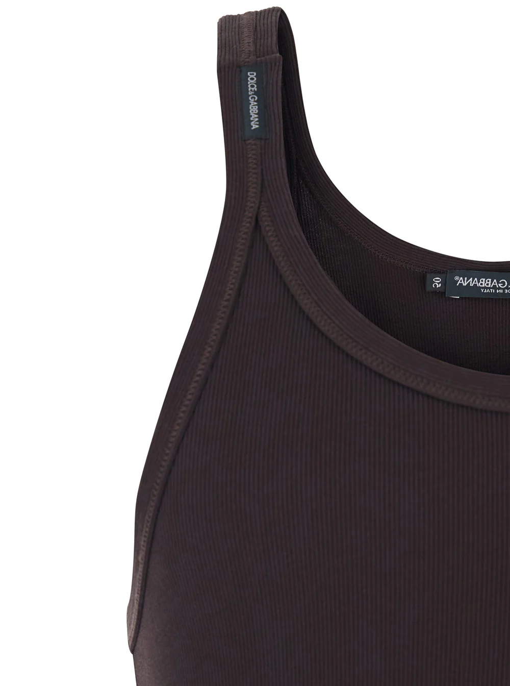 Dolce & Gabbana Brown Ribbed Crew Neck Top in Cotton for Men Tops