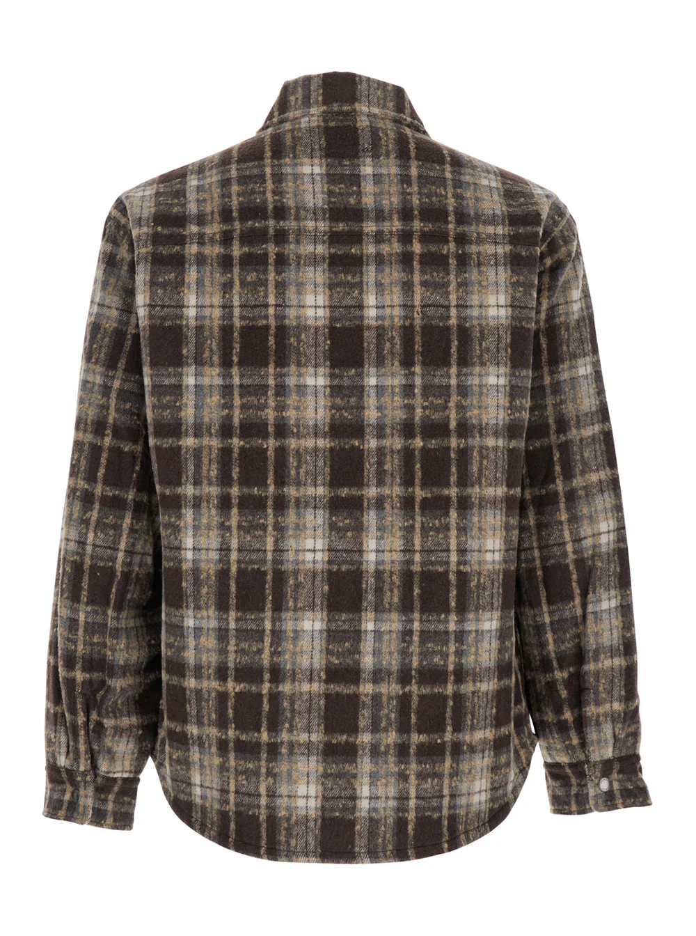 Dunst Brown Checkered Shirt with Front Logo Patch in Flannel Man Polyester And Blouses