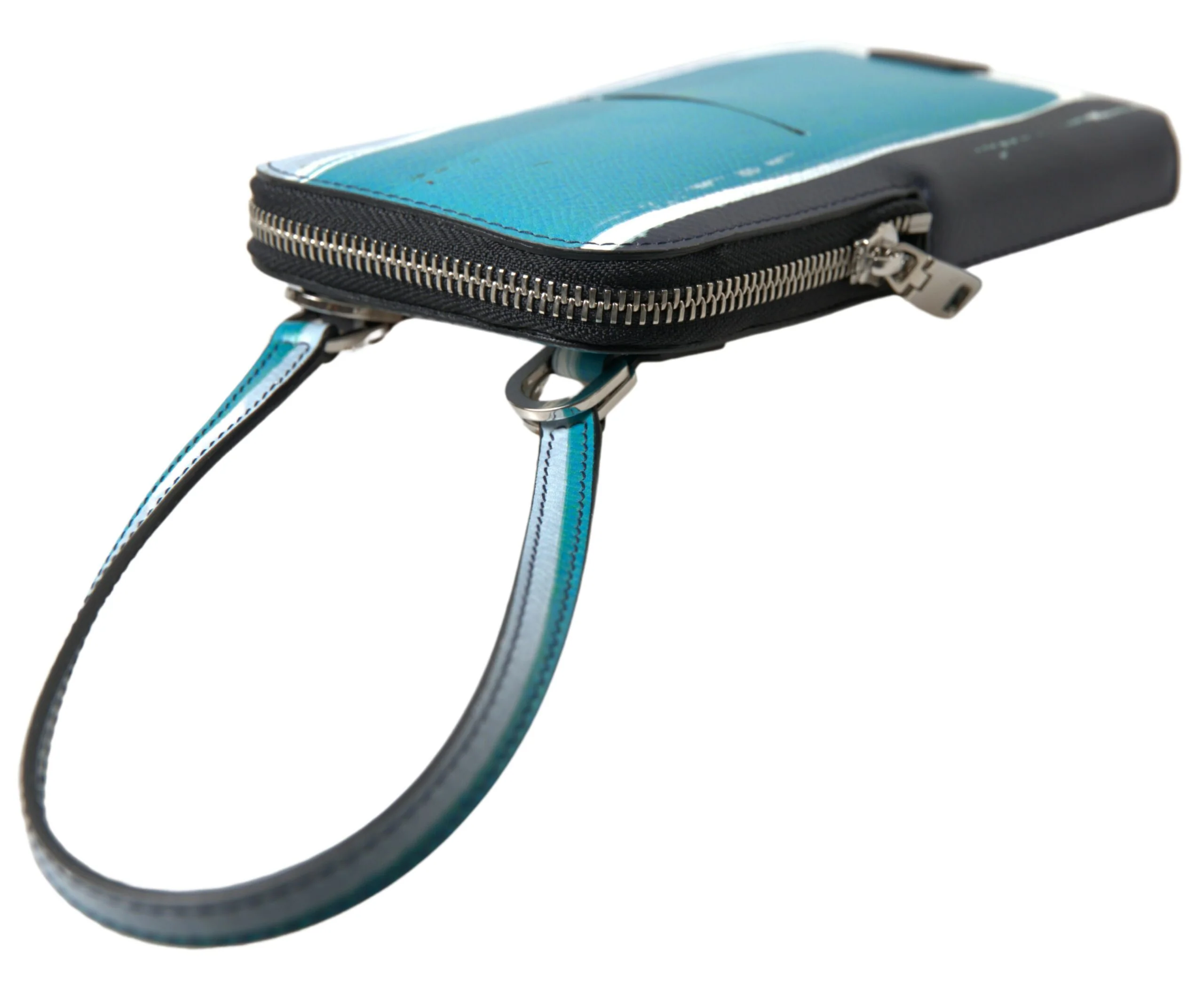 Dolce & Gabbana Blue Leather Purse Crossbody Sling Phone Bag Unisex And White