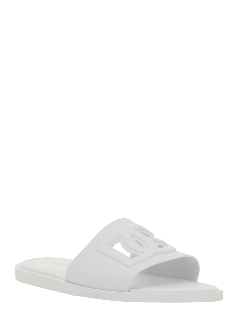 Dolce & Gabbana White Slip-On Sandals with Logo Detail in Rubber for Men Flat Shoes