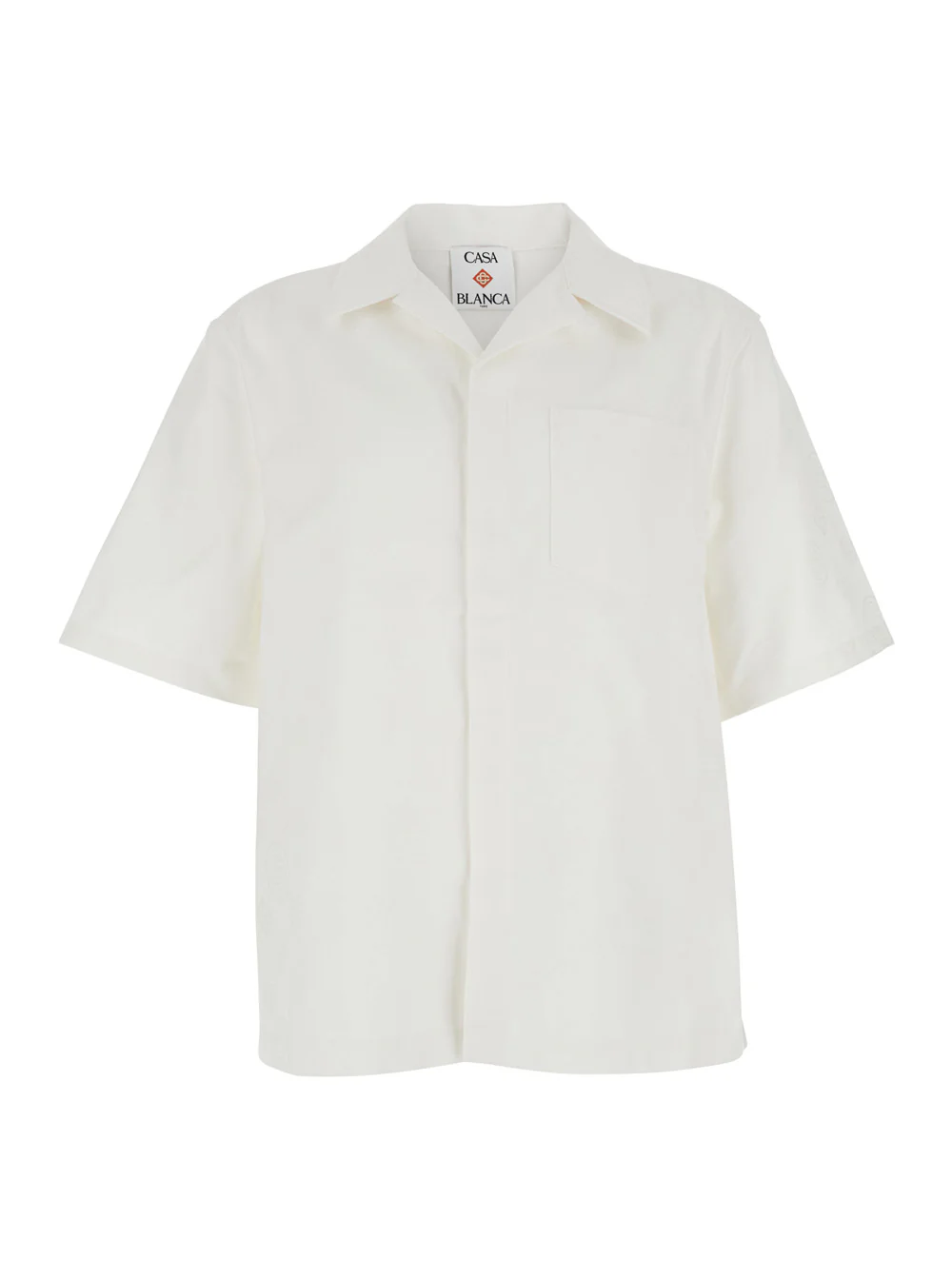 Casablanca White Cotton Bowling Shirt with Cuban Collar for Men And Blouses