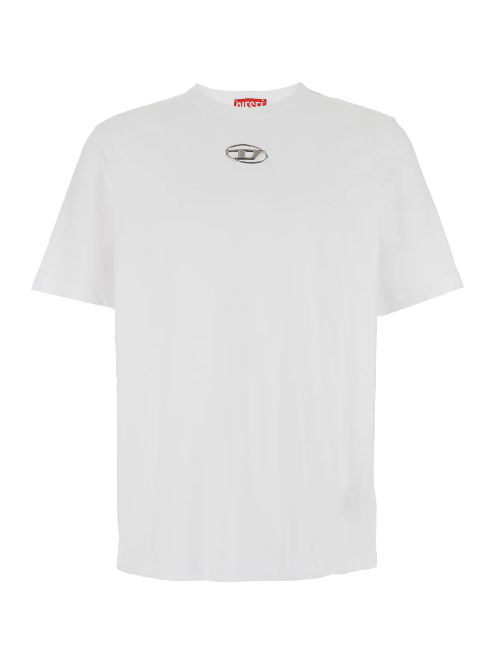 Diesel T-Shirt T-Adjust-Od with Logo Patch on the Front in White Cotton for Men Tshirts And Polo Shirts