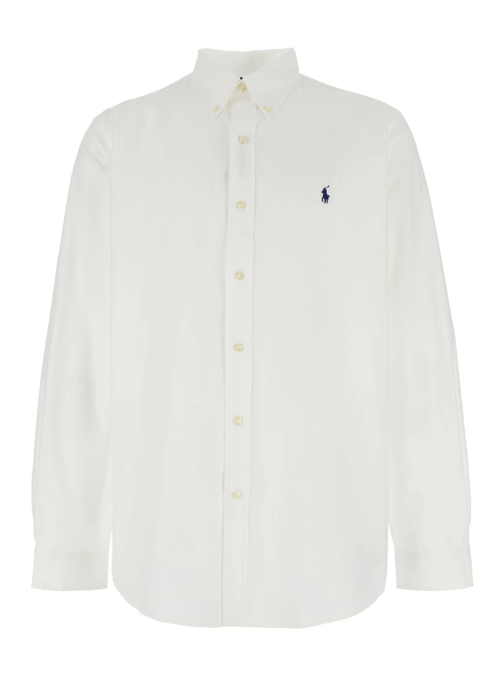 Polo Ralph Lauren Custom Fit White Shirt with Button-Down Colllar and Pony Embroidery on the Front in Cotton Popeline Stretch Woman Elastane Blouses Polo Ralph Lauren Custom Fit White Shirt with Button-Down Colllar and Pony Embroidery on the Front in Cotton Popeline Stretch Woman Elastane Blouses
