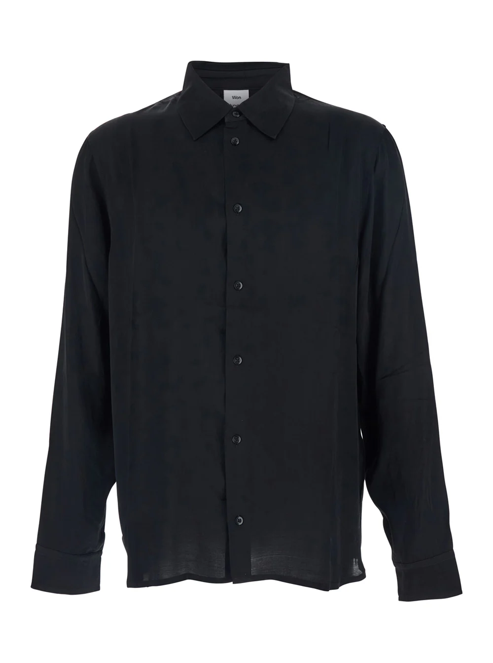 Won Hundred Adriel Black Shirt with Classic Collar in Viscose Blend Man Rayon And Blouses