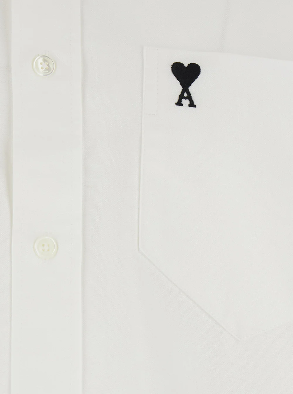 AMI Paris Quota -boxy Short Sleeve Shirt With Button Down Collar And Embroidered Adc White Blouses