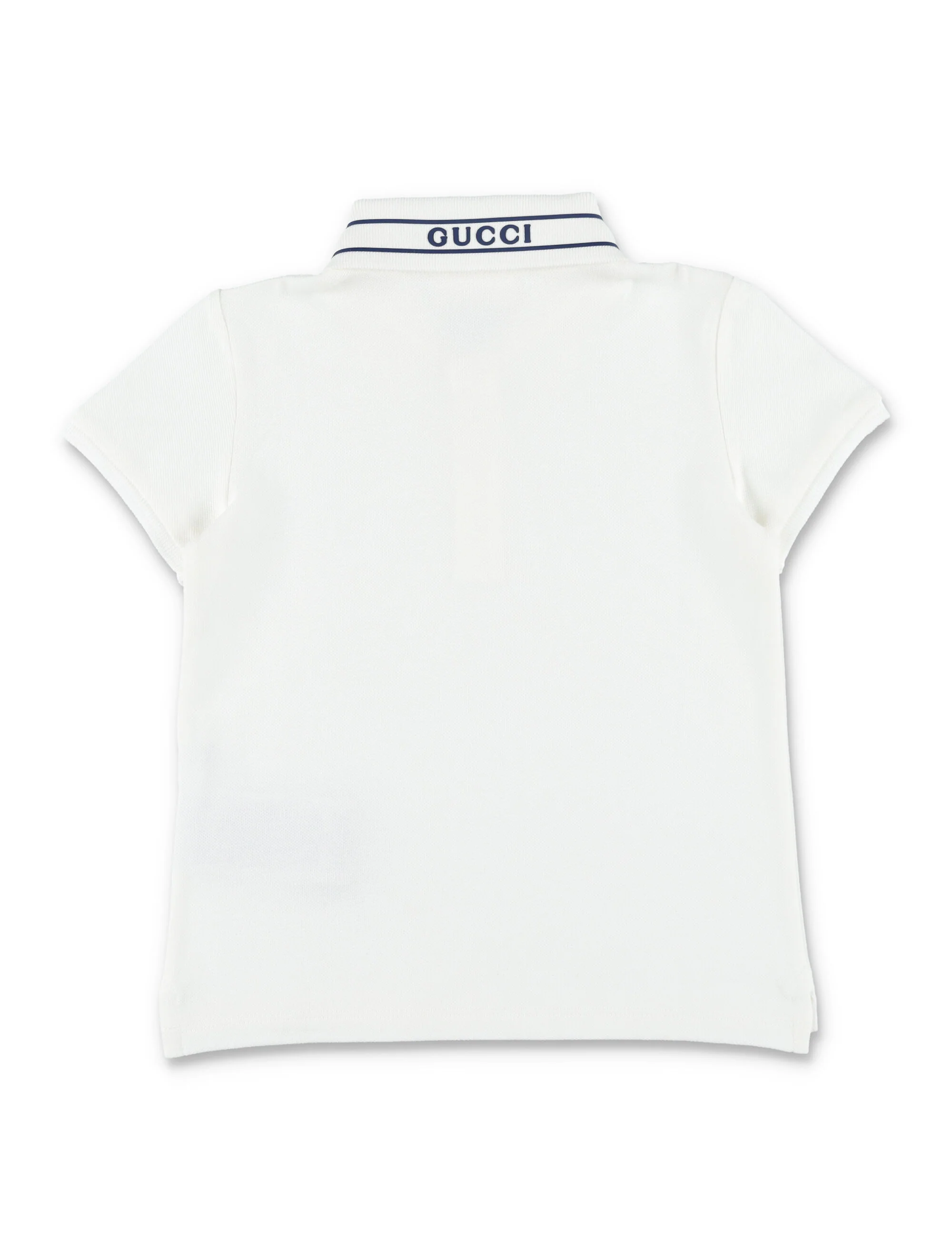 Gucci Logo-Trim Piquet Polo For Newborn New White Cotton Tshirt