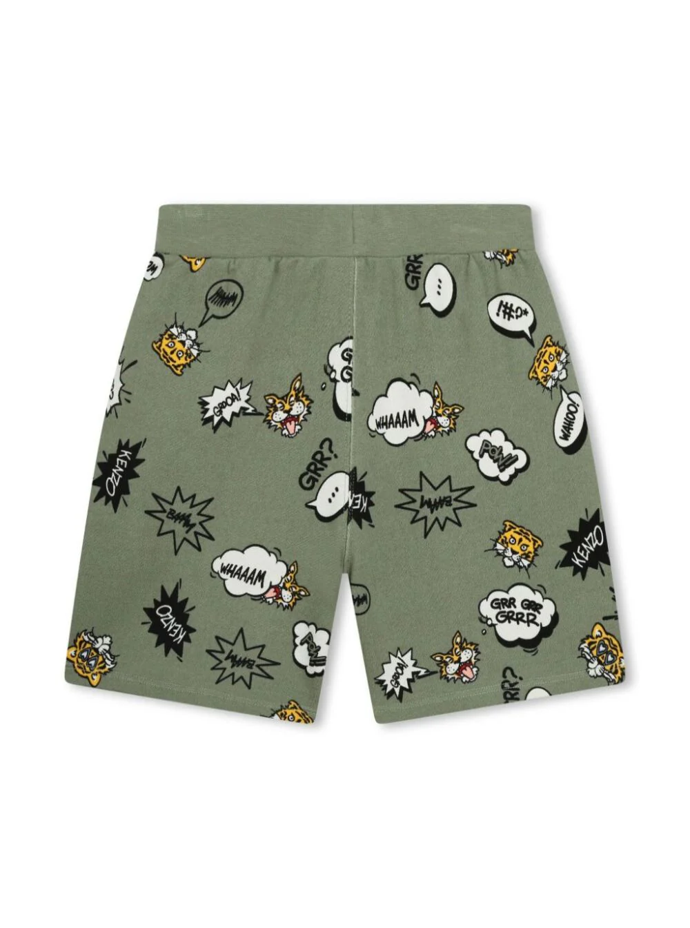 Kenzo Kids Green Bermuda Shorts With Fumetti Print Cotton Blend Boy Polyester And