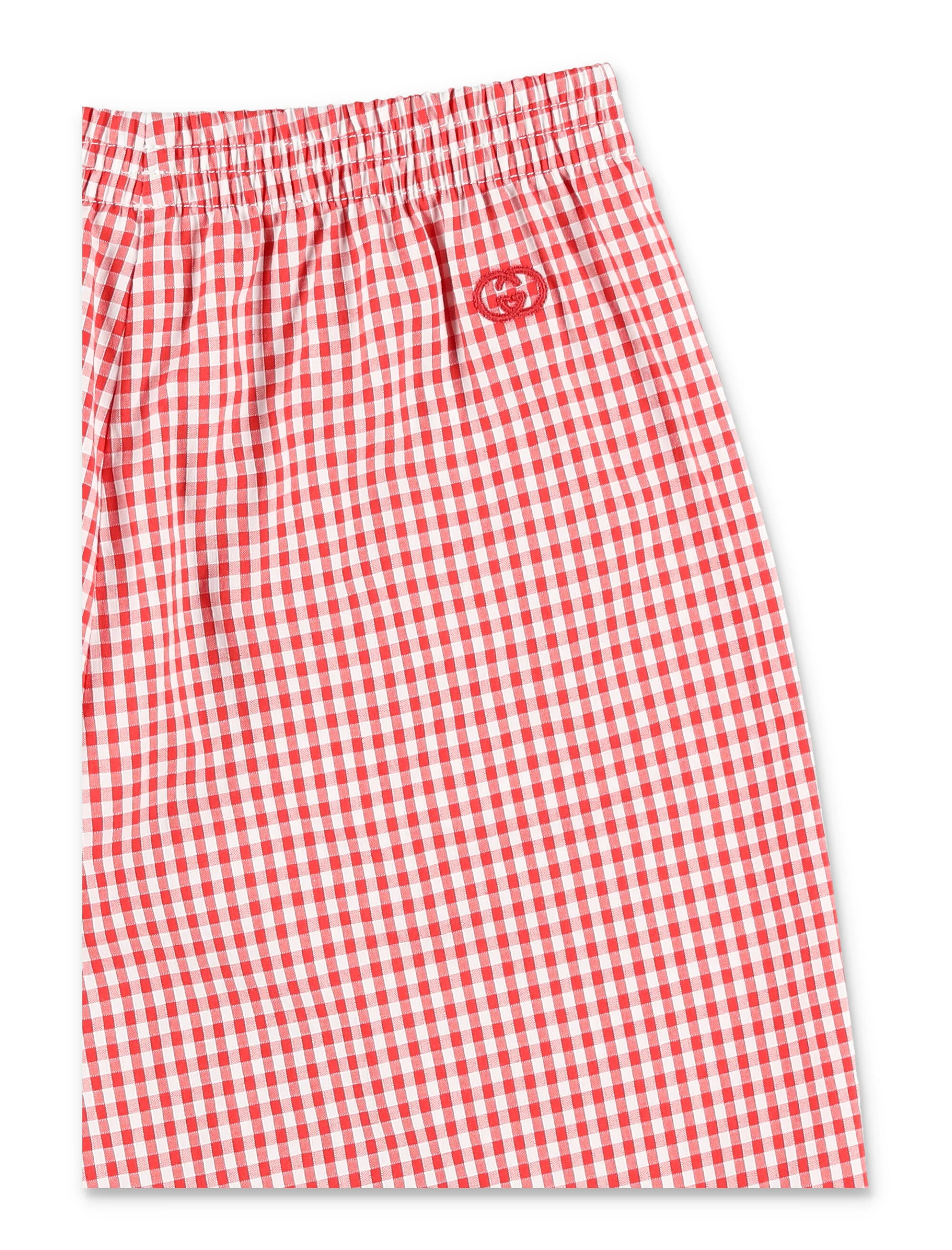 Gucci Kids Vichy Check Shorts Red/white Cotton