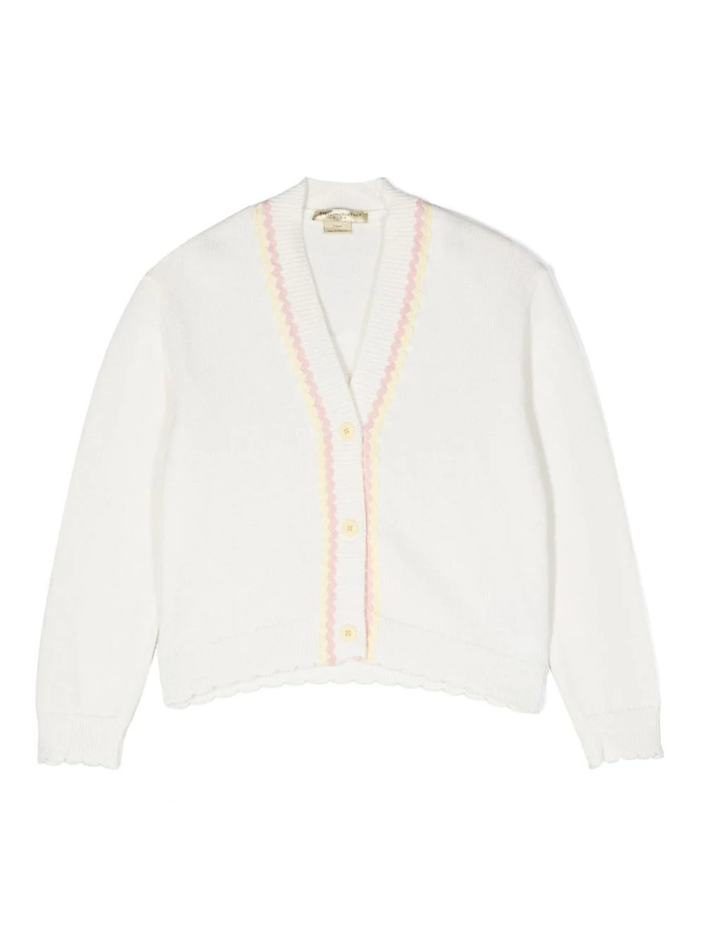Stella Mccartney Kids Ribbed V-Neck Cardigan White Cotton Girl Jersey
