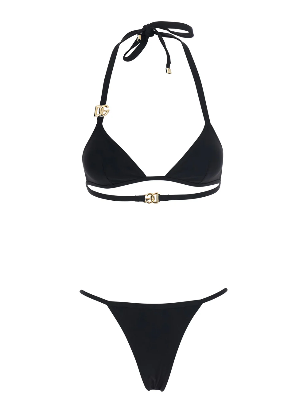 Dolce & Gabbana Triangolo + Tanga Black Beachwear
