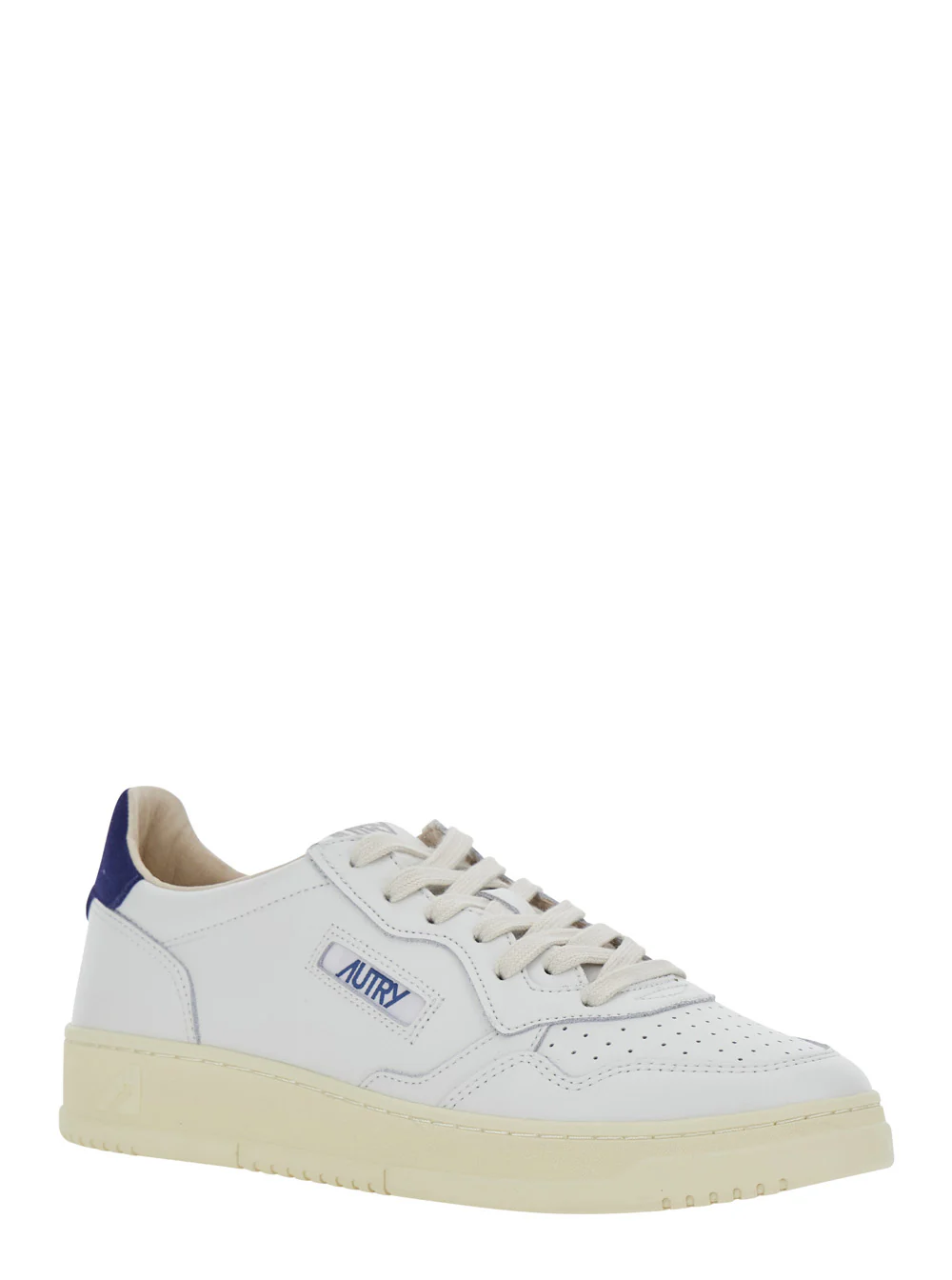 Autry White Sneaker Medalist Low With Blue Leather Details