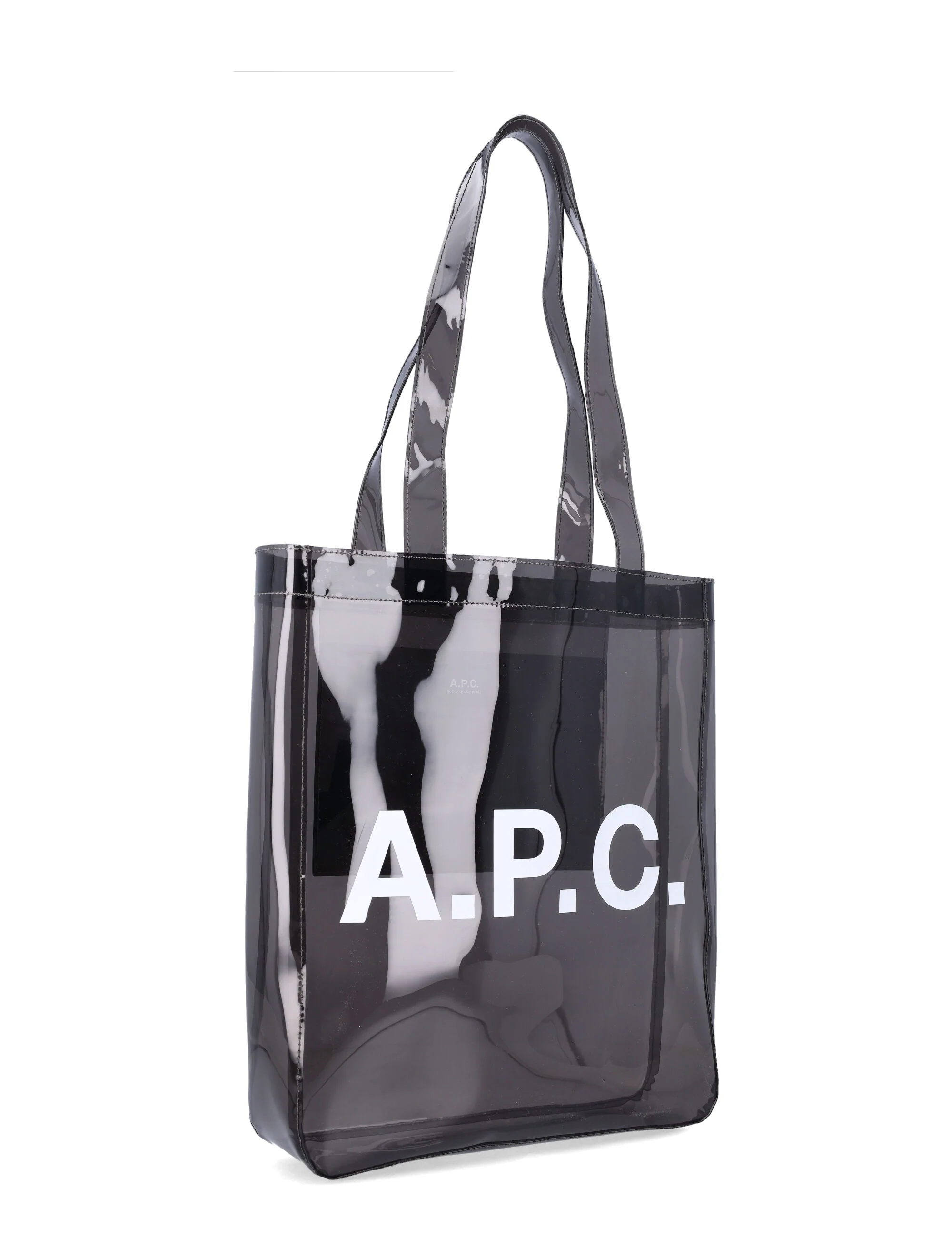 A.P.C. Lou glossy PVC tote bag Anthracite Thermoplastic Polyurethane
