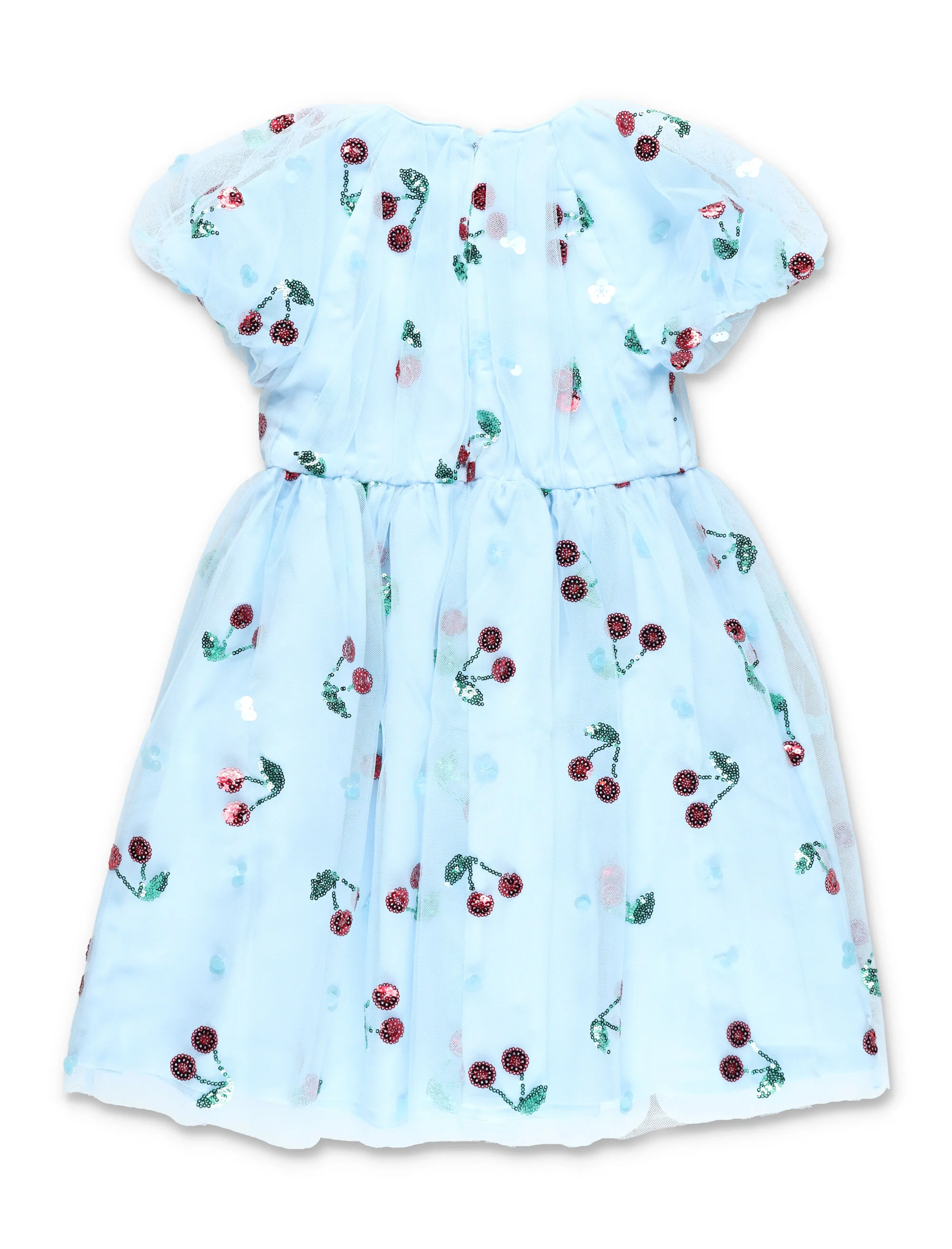 Self-Portrait Cherry Sequin Girls Dress Light Blue Polyester Lining