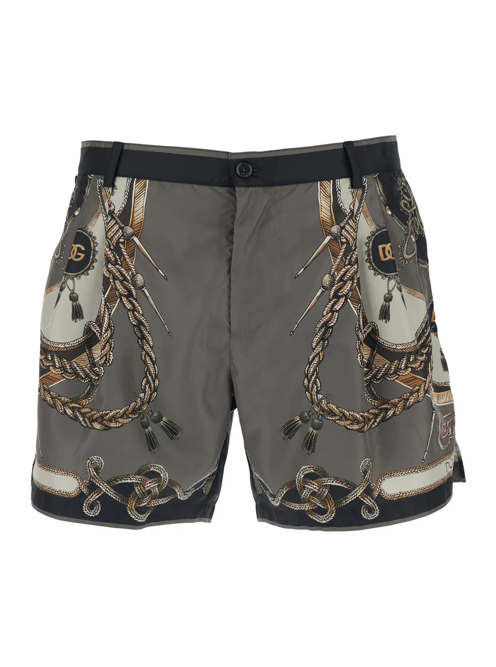 Dolce & Gabbana Grey Swim Shorts with all-over print in Tech Fabric for Men Beachwear