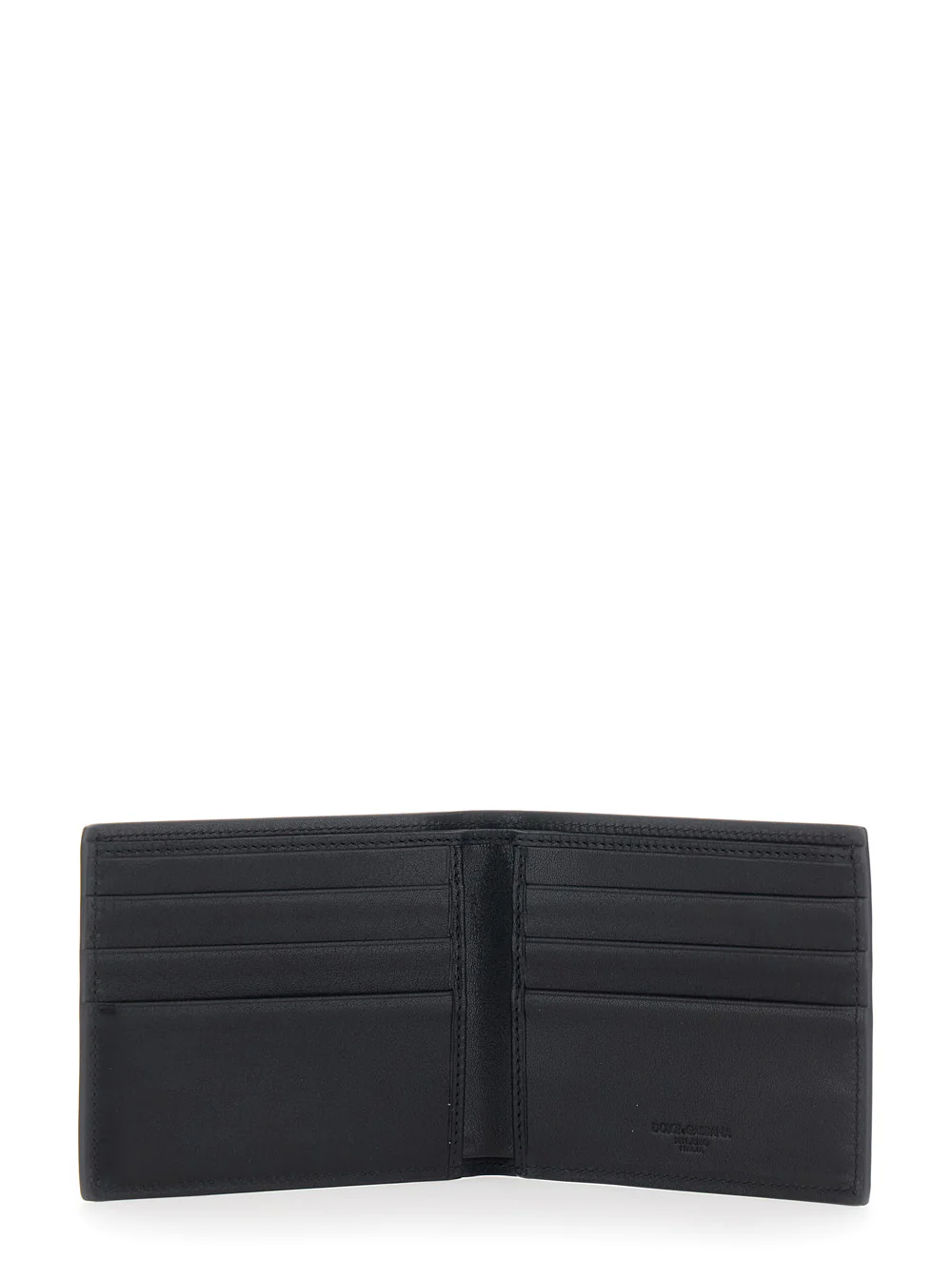 Dolce & Gabbana Black Bi-Fold Wallet with Logo Plate In Leather for Men Calf Products