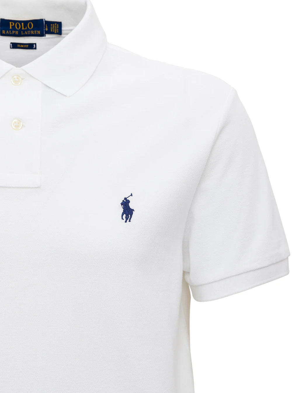 Polo Ralph Lauren Slim Fit White Polo Shirt with Classic Collar and Pony Embroidery on the Front in Cotton for Men Tshirts