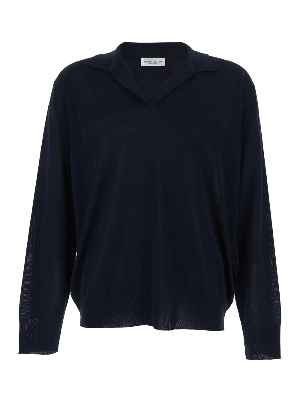 Roberto Collina Blue Cotton Blend V-Neck Sweater for Men Blu Jersey
