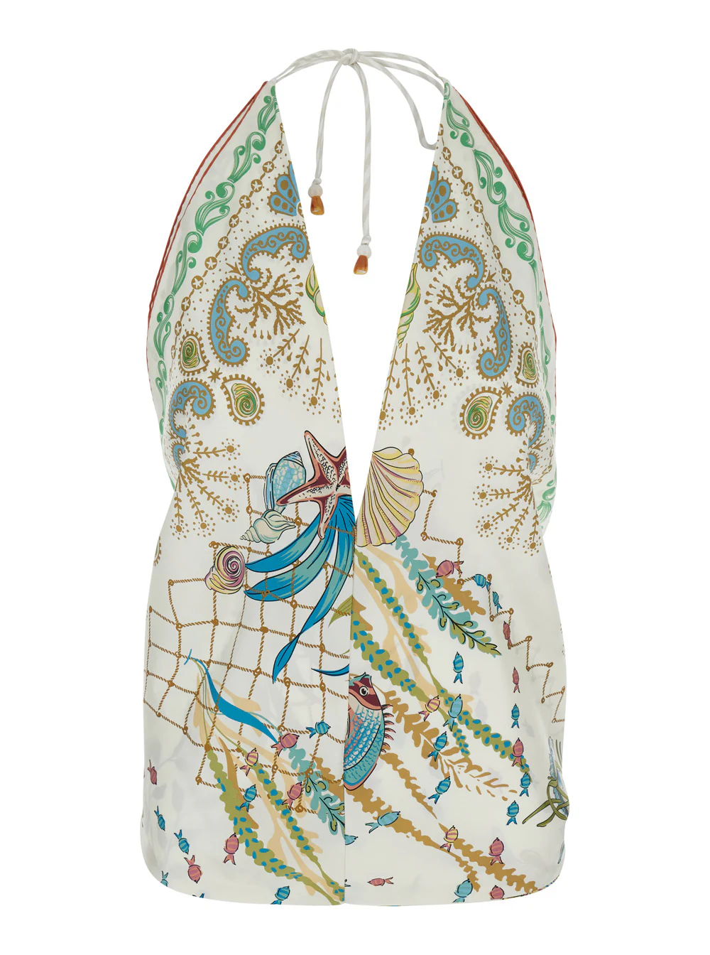 Mantero 1902 ERITA TOP - Multicolor Dress with V-neck and long sleeves Silk Women Tops