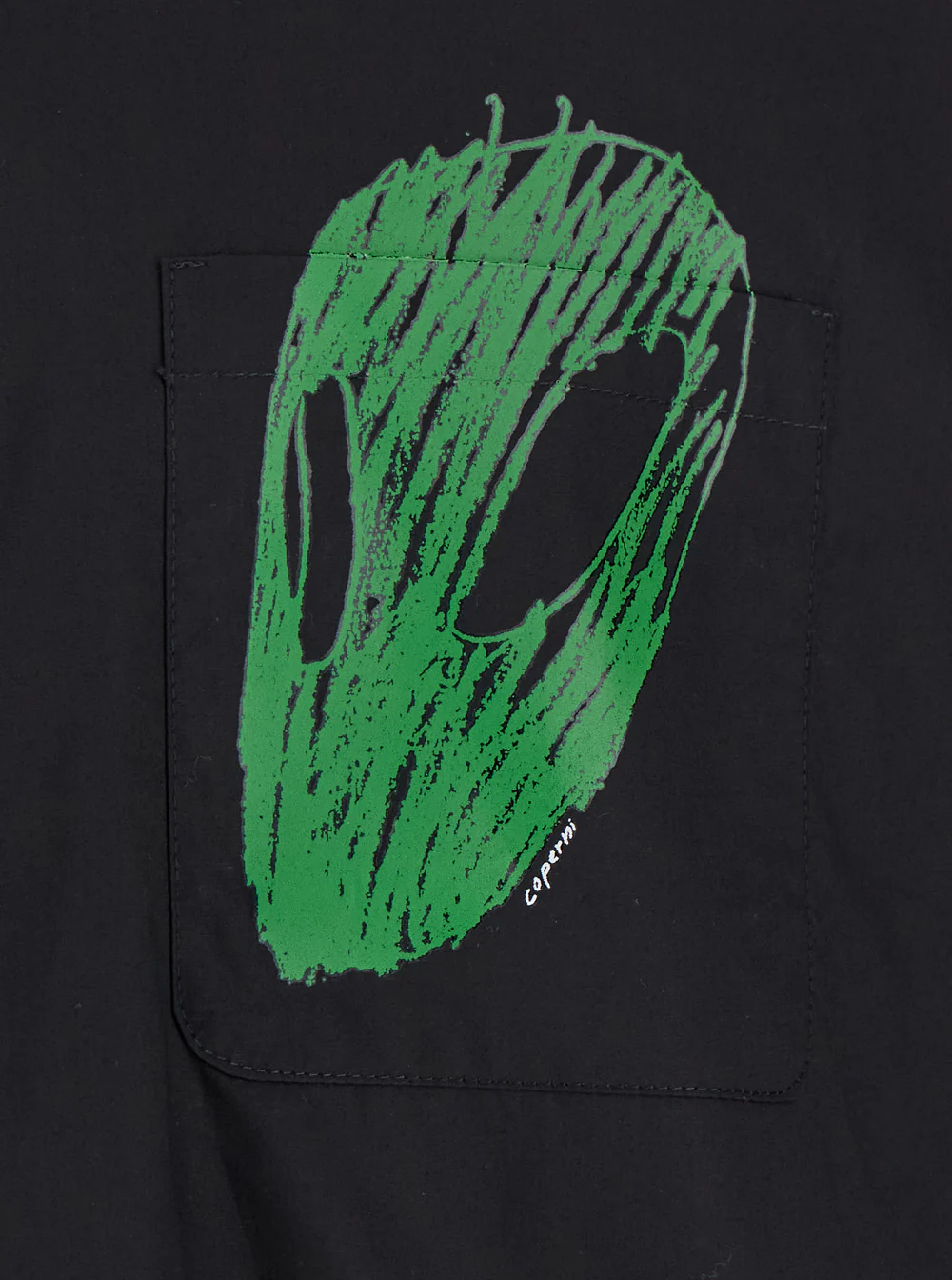 Coperni Black Shirt with Classic Collar and Print on the Front in Cotton Man Blouses