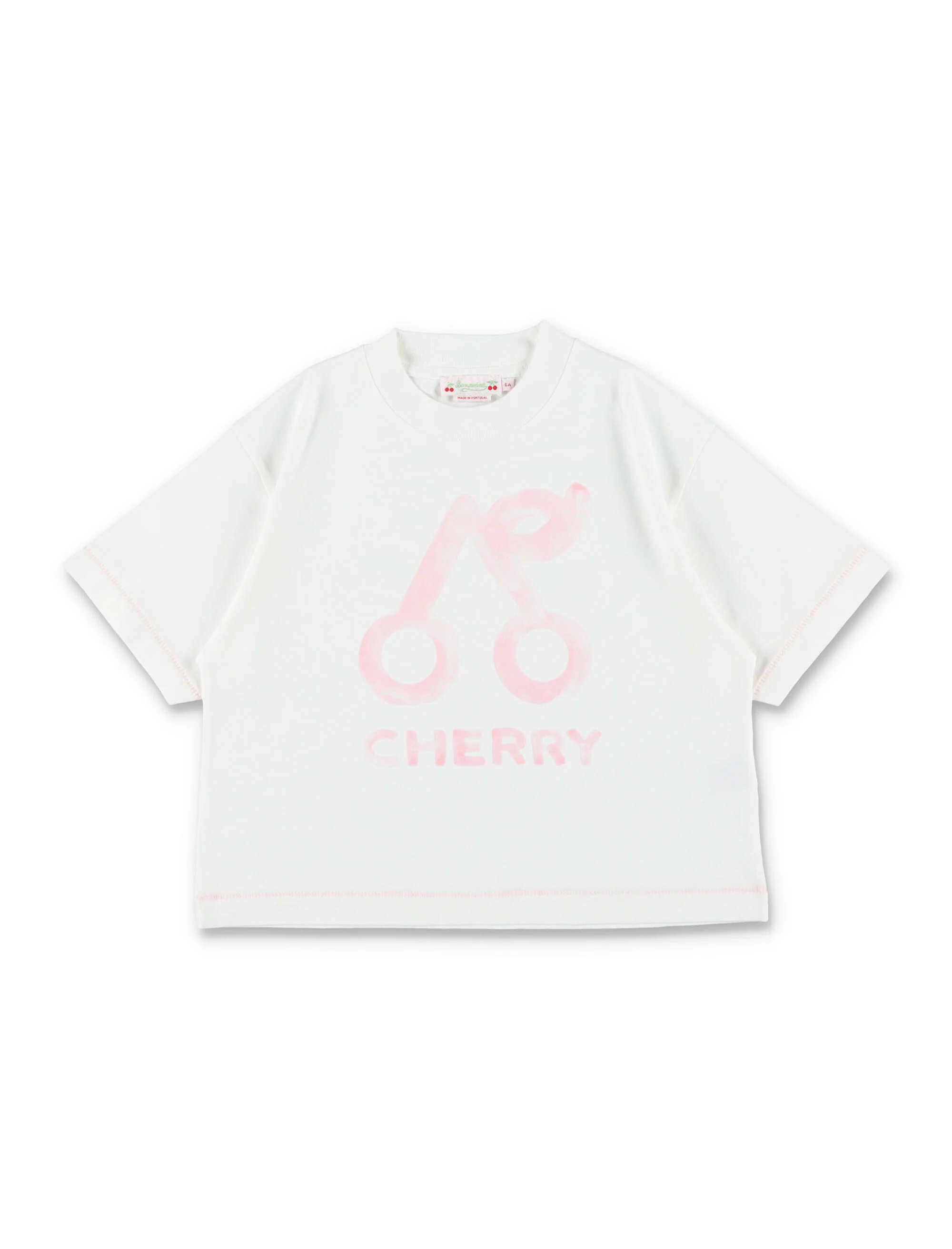 Bonpoint Lele cherry print organic cotton T-shirt Milk White