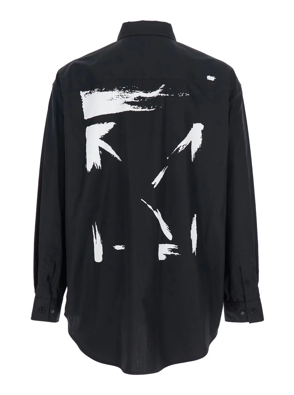 Off-White Brush Arrow Black Shirt with Logo Lettering on the Front and Maxi Print Rear in Cotton Blend Woman Blouses