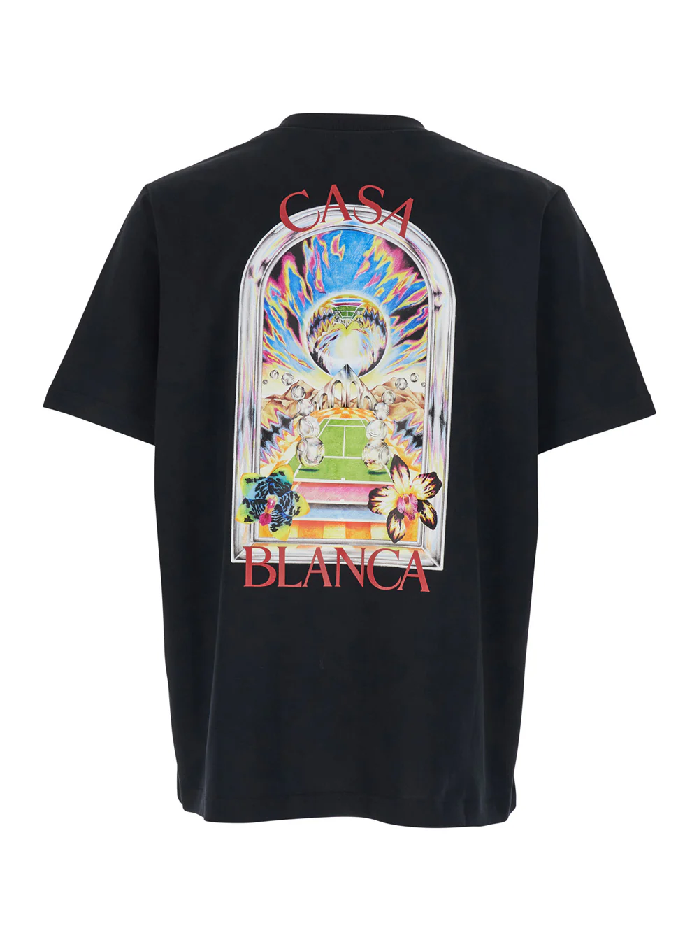Casablanca Black T-Shirt with Logo Detail on the Front and Maxi Back in Cotton for Men Tshirts Polo Shirts