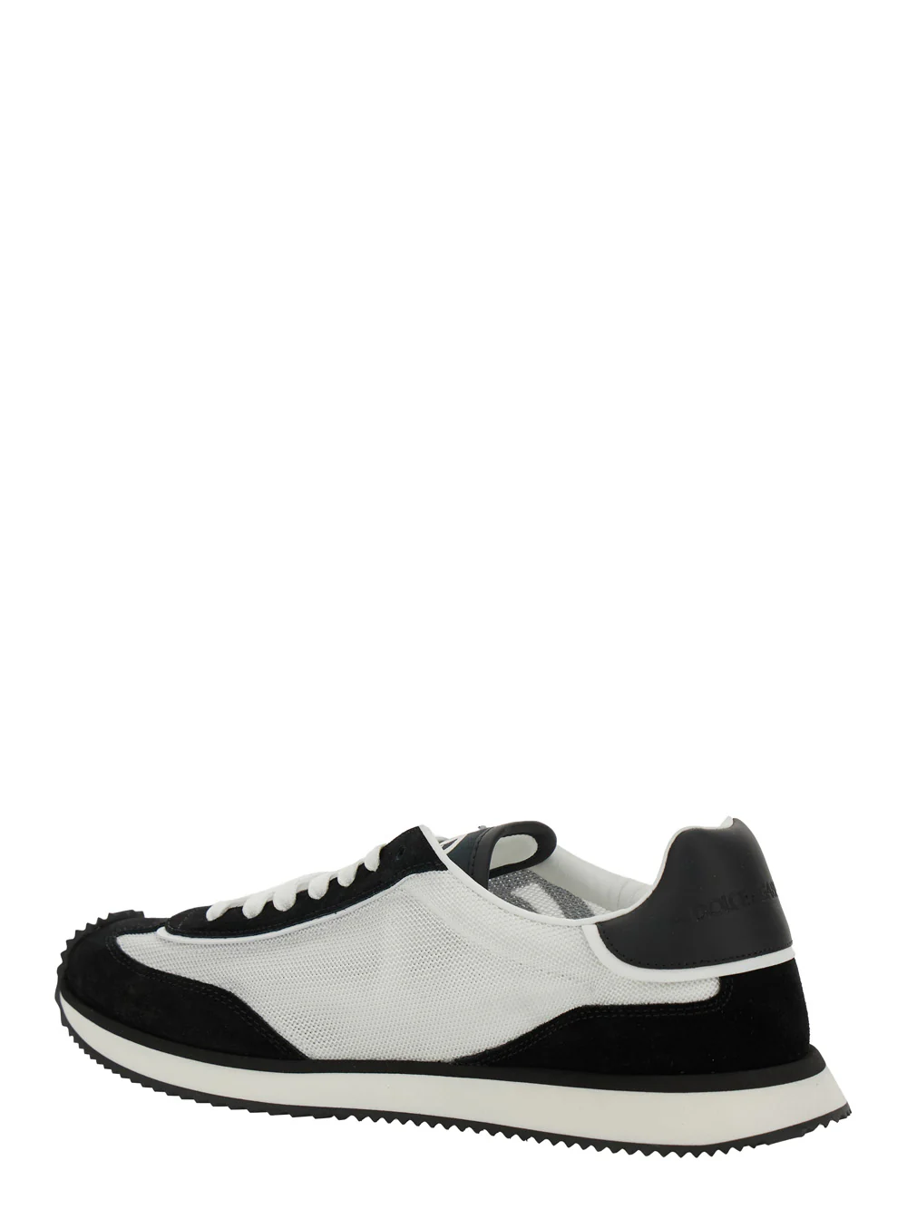 Dolce & Gabbana Sneaker Aria With Logo Patch On The Tongue And Side White Black Leather Men White/black Lamb Sheep