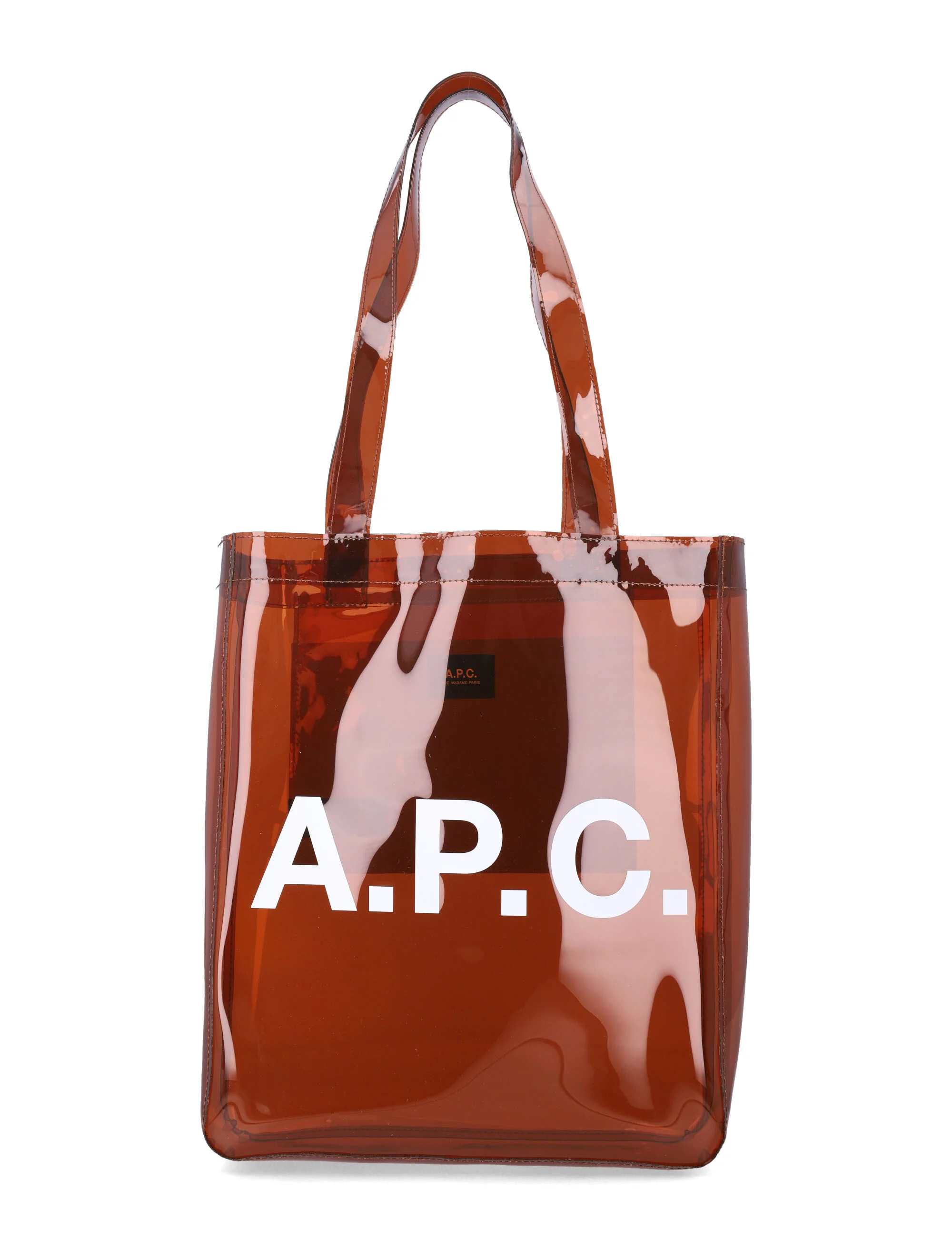 A.P.C. Lou glossy PVC tote bag Dark Brown Thermoplastic Polyurethane