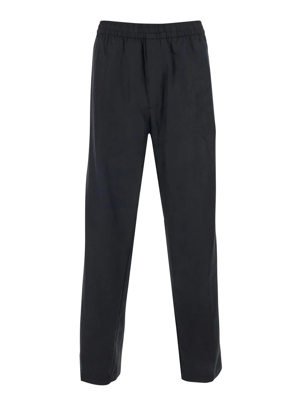 Calvin Klein Pants STRAIGHT LINEN PULL ON Black with Elasticized Waist in and Cotton Men Trousers