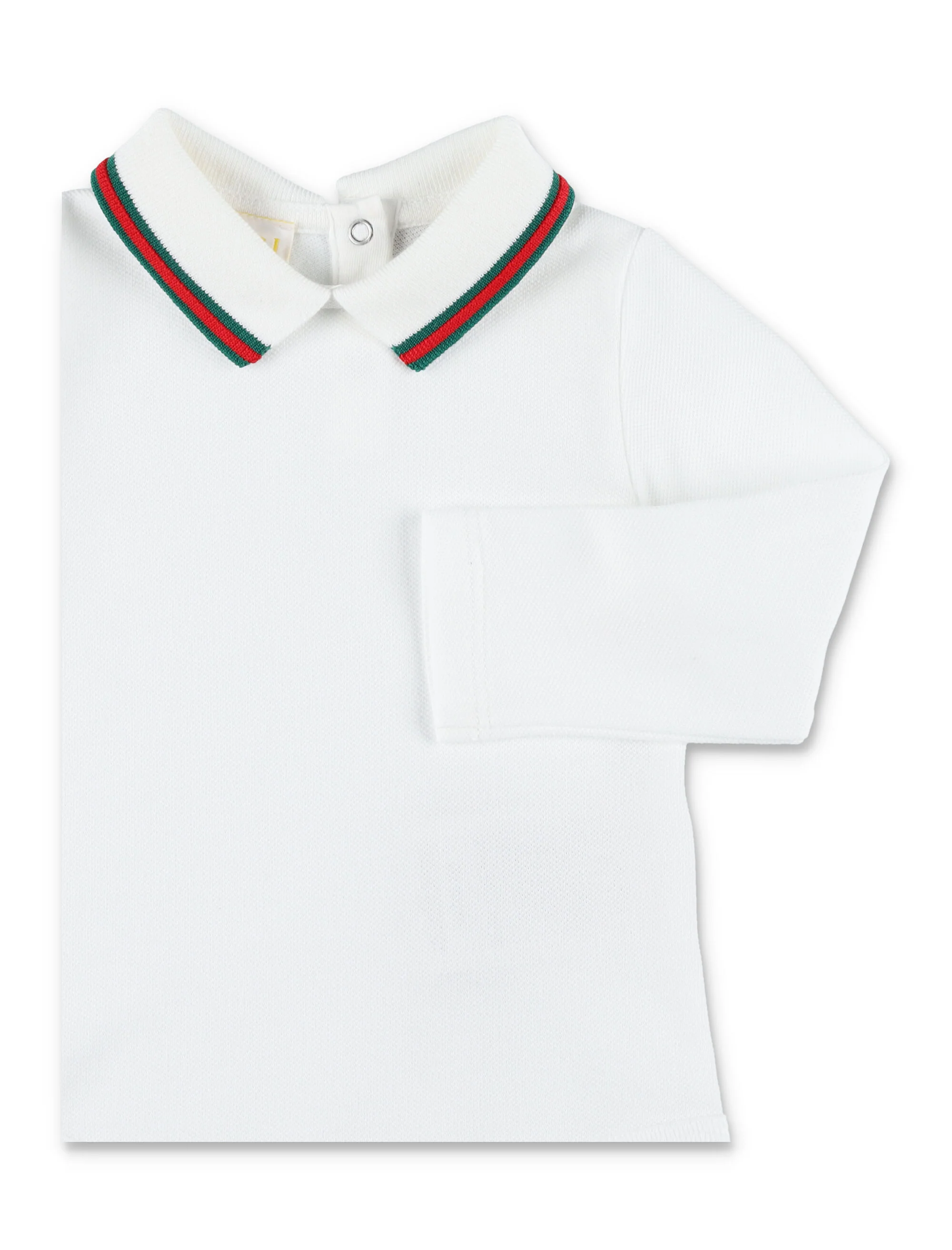 Gucci Web collar long sleeve bodysuit for newborn Optical White Cotton