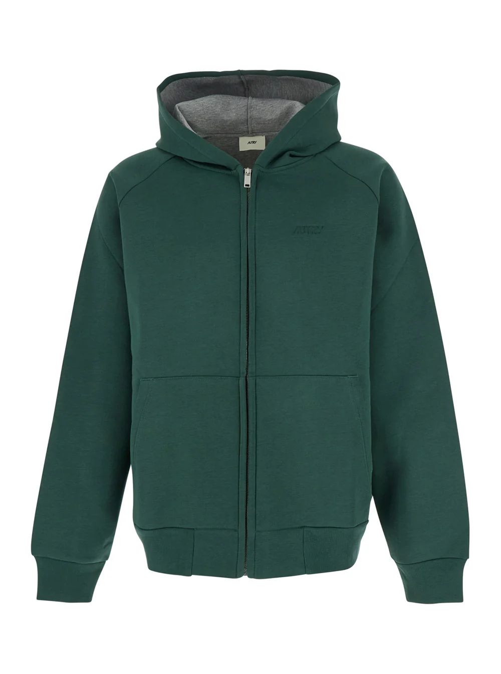 Autry Green Hoodie with Dropped Shoulders in Neoprene Man Sweatshirts