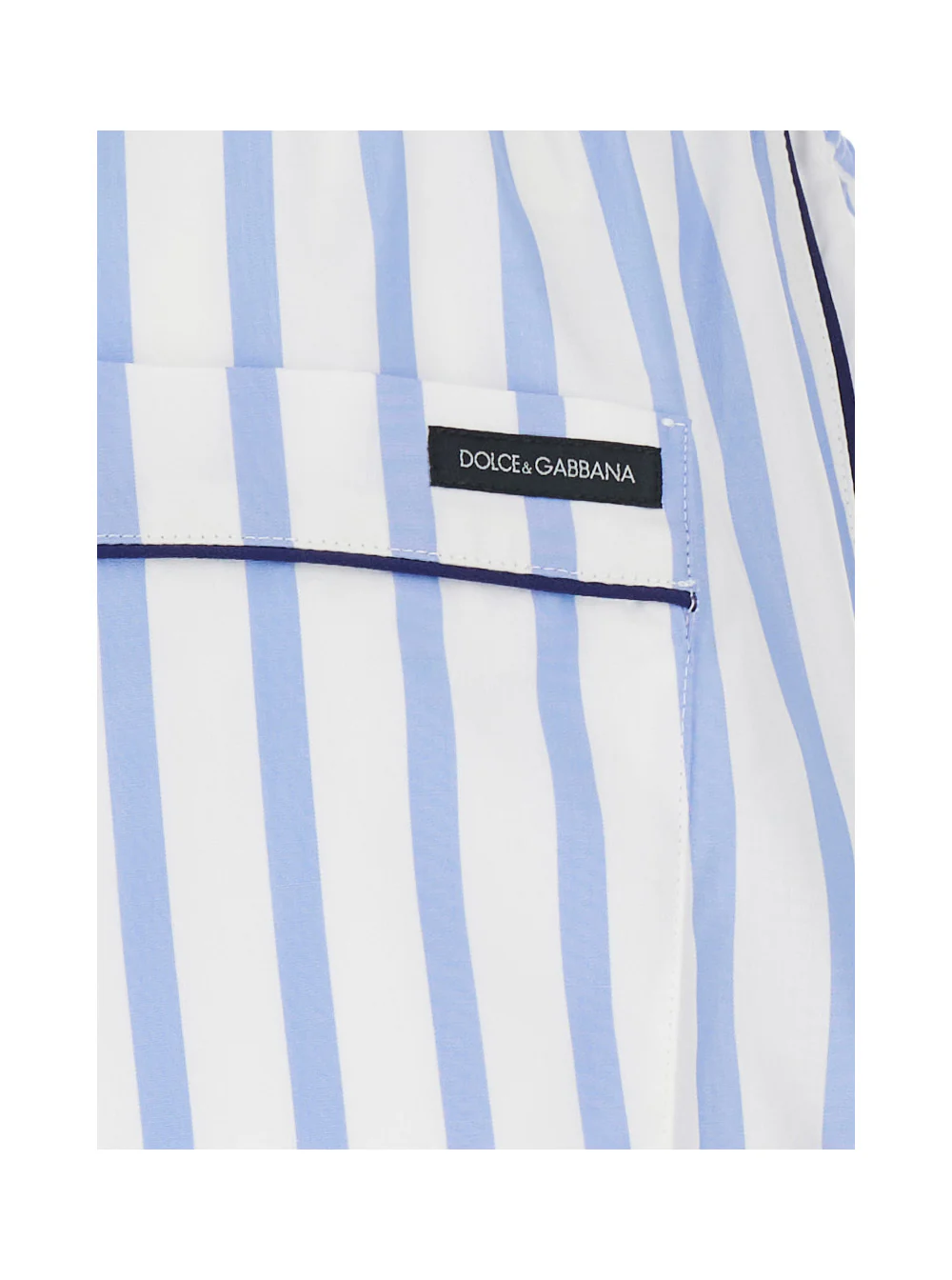 Dolce & Gabbana Light Blue Bermuda Shorts with Elasticated Waist and Drawstring All-Over Striped Motif in Cotton for Men