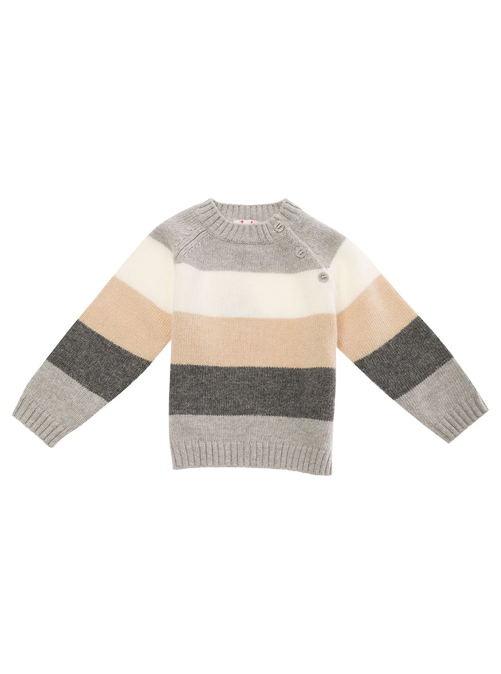 Il Gufo Kids Multicolor Sweater With Stripe Motif And Buttons Wool Baby Virgin Jersey