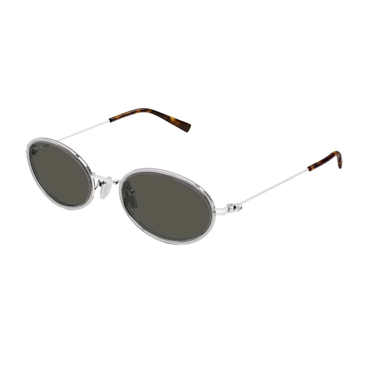 Gucci Gg1980s Linea Emblem Grey / Silver Iniettato/metallo Sunglasses