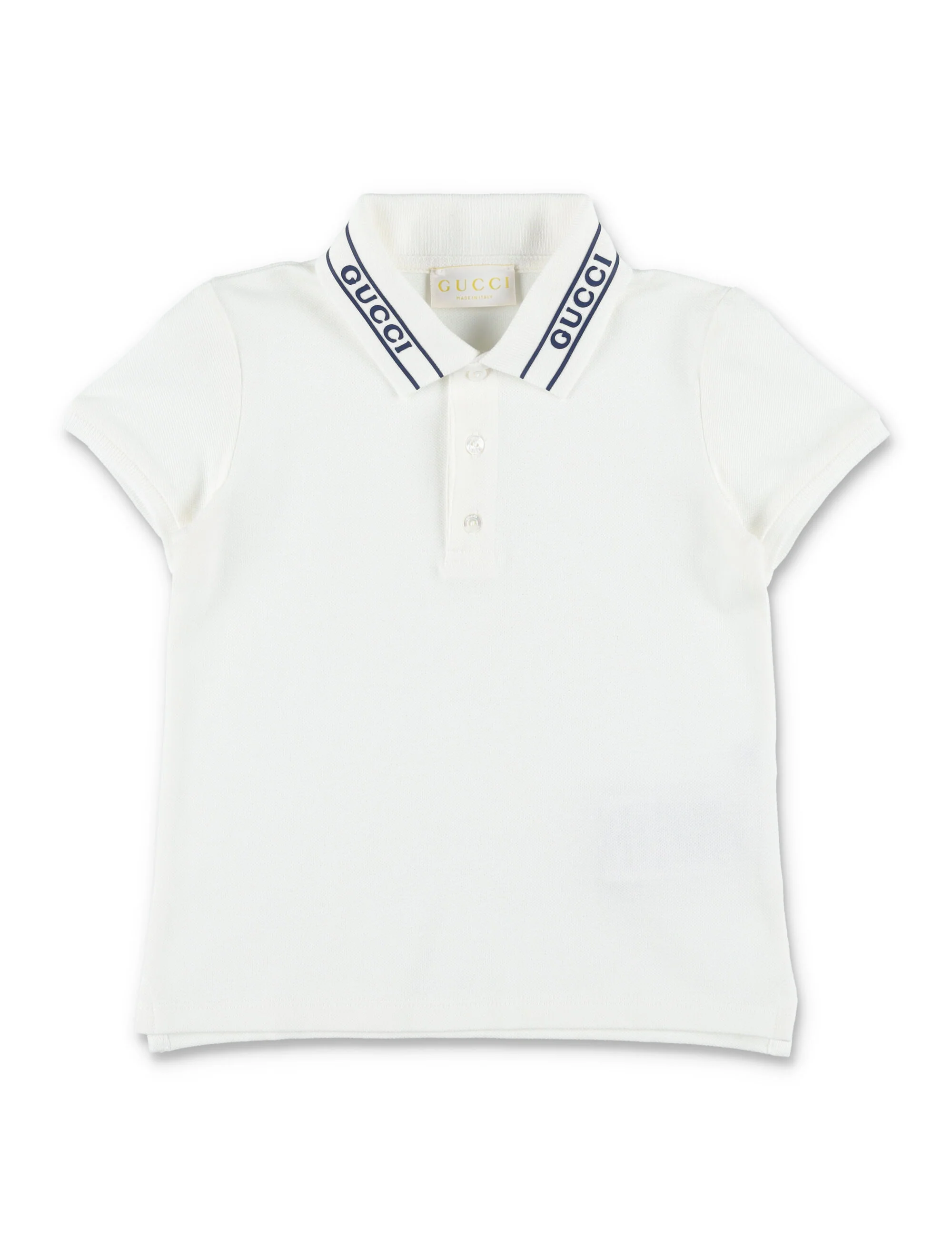 Gucci Logo-Trim Piquet Polo For Newborn New White Cotton Tshirt