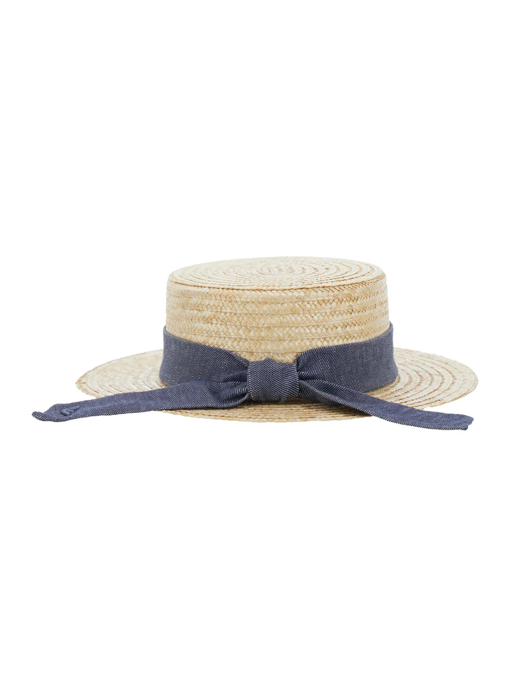 Emporio Armani Kids Hat with Knot at the Back and Logo Detail in Beige Straw for Girls Gloves