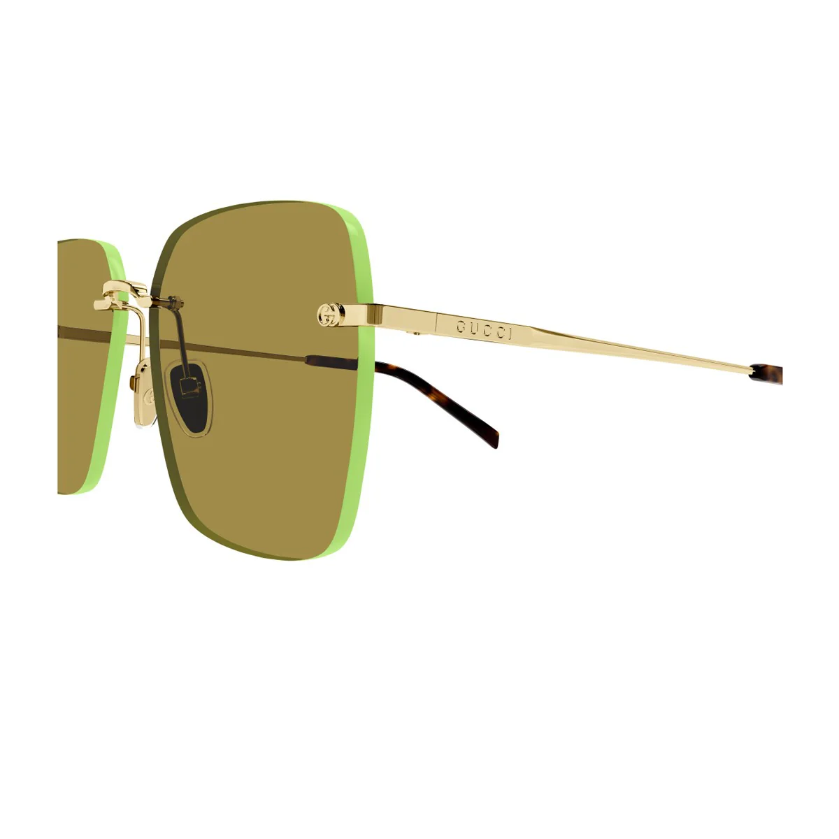 Gucci Gg1955sa Linea Institutional Logo Gold / Green Metallo Sunglasses