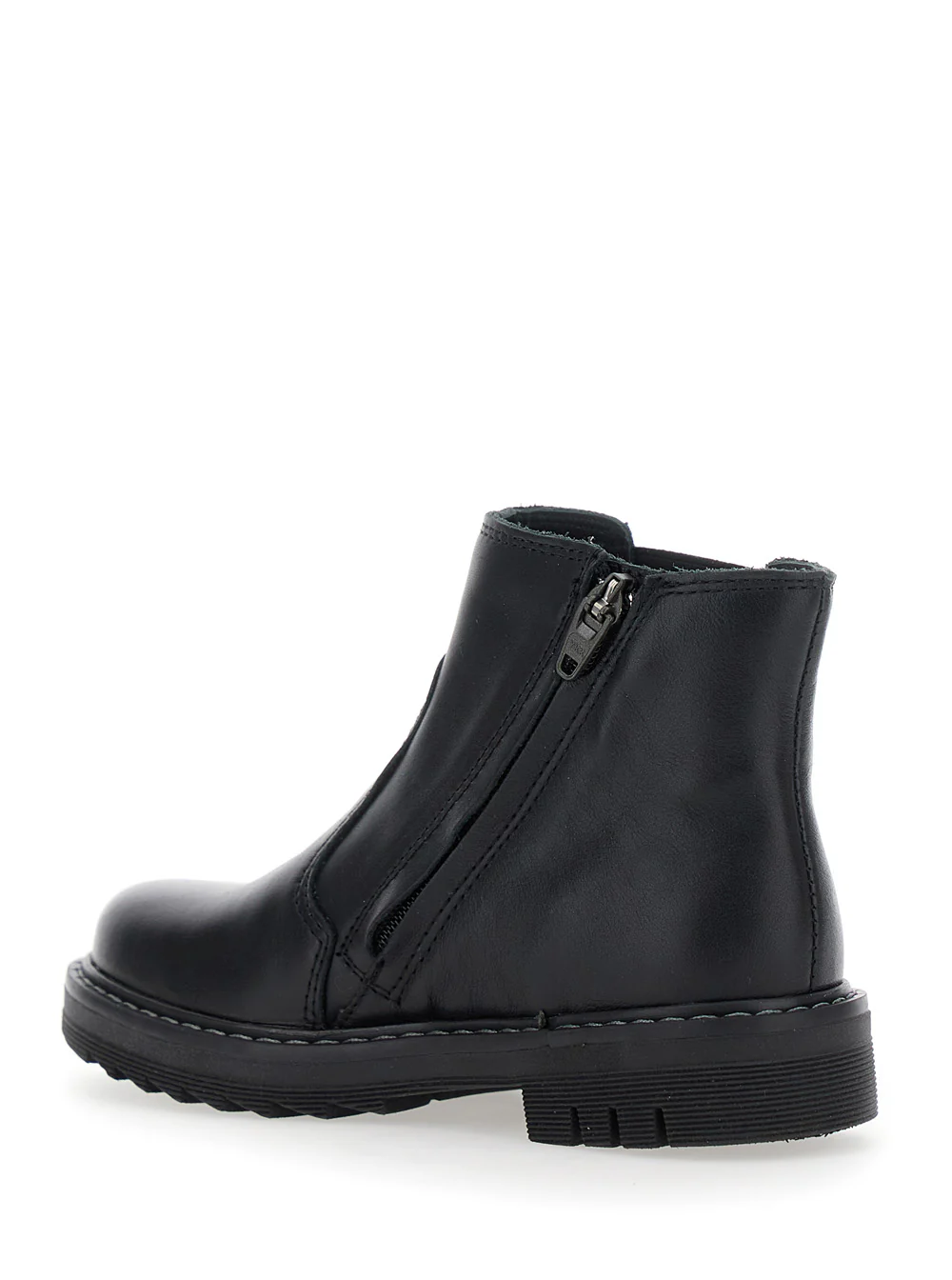 Pom D'Api Kids Black Ankle Boots with Side Logo in Nubuck Leather Girl Rubber