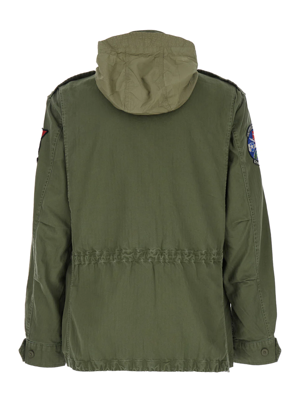 Polo Ralph Lauren Green Jacket with Patches Applied on the Front and Sleeves in Cotton Man Outerwear