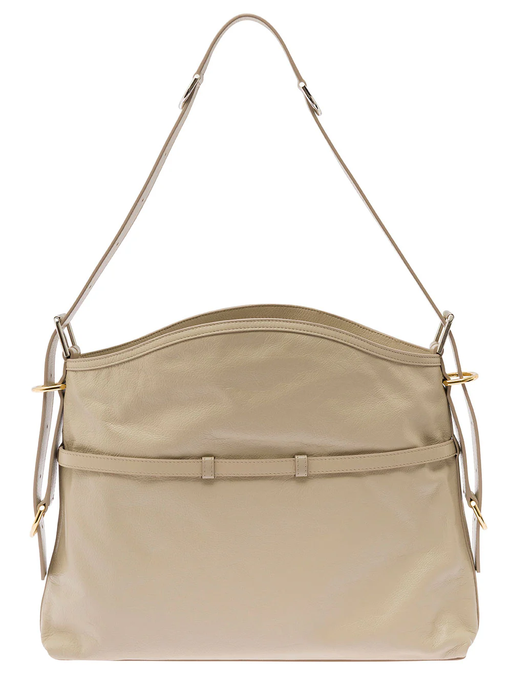 Givenchy Voyou Beige Shoulder Bag with Embossed Logo in Smooth Leather Woman Calf