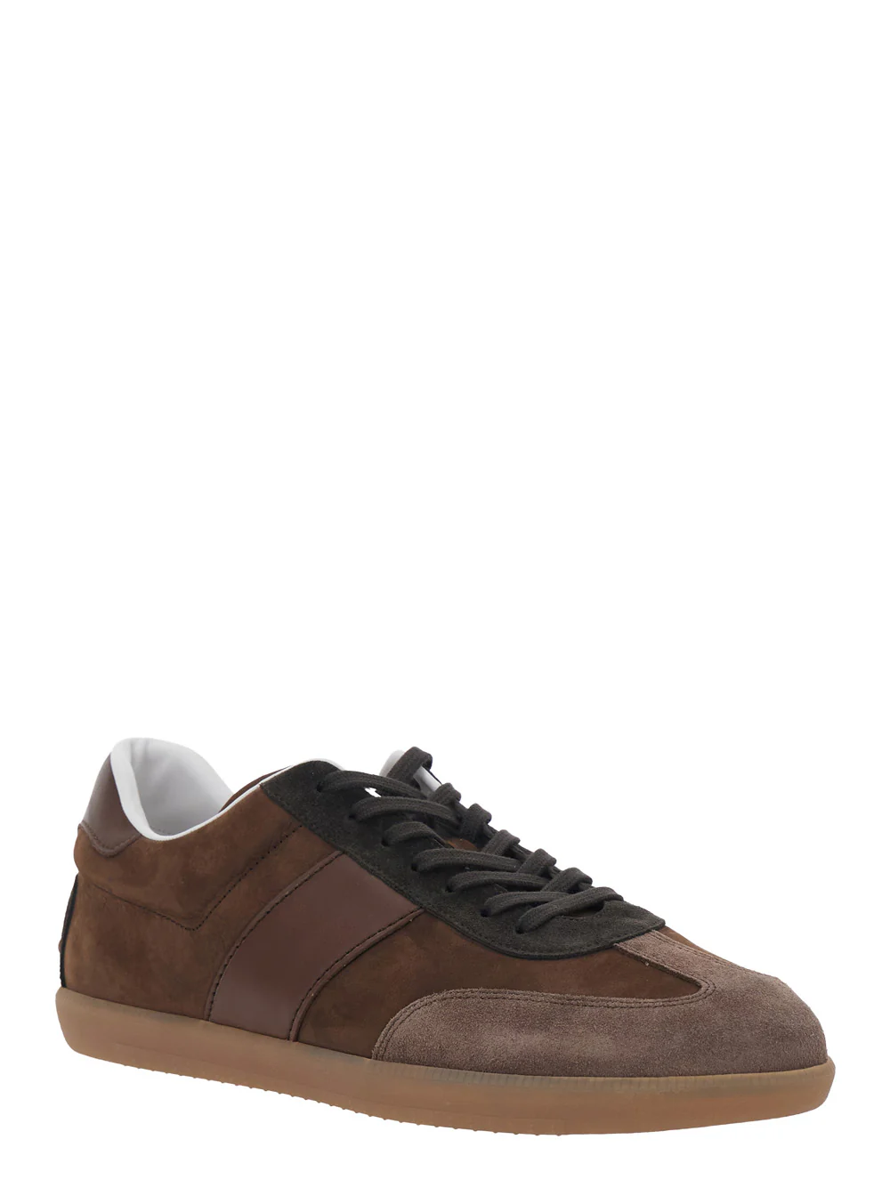 Tod's Low Top Sneakers with Logo on the Tongue and Brown Suede Inserts for Men Calf