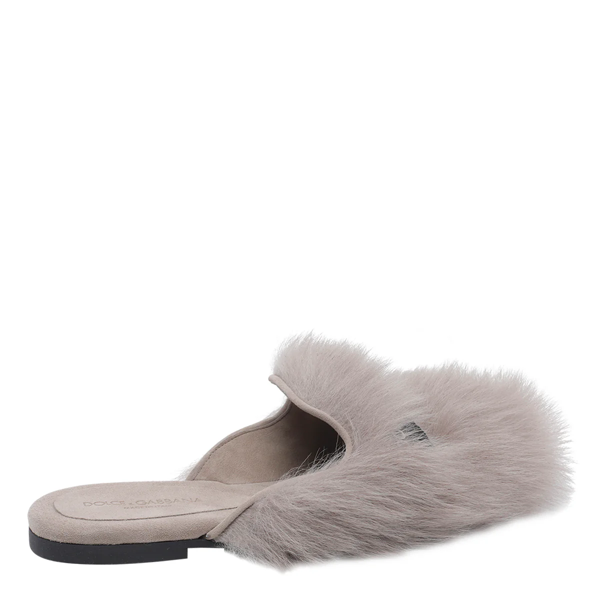 Dolce & Gabbana Sandals Grey Real Fur/rubber Sole