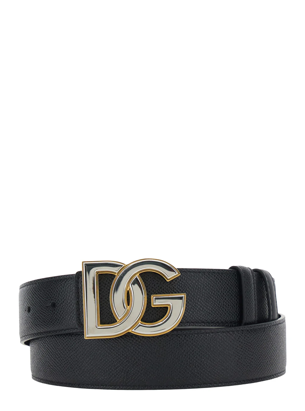 Dolce & Gabbana Black Belt with Logo Buckle in Leather for Men Calf