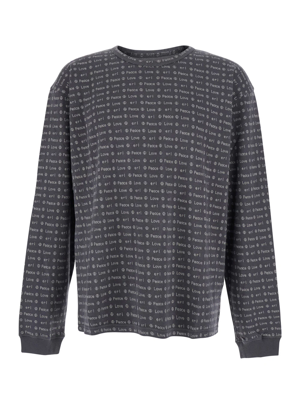 Erl UNISEX JACQUARD LONG SLEEVE TEE KNIT Brown Cotton Jersey