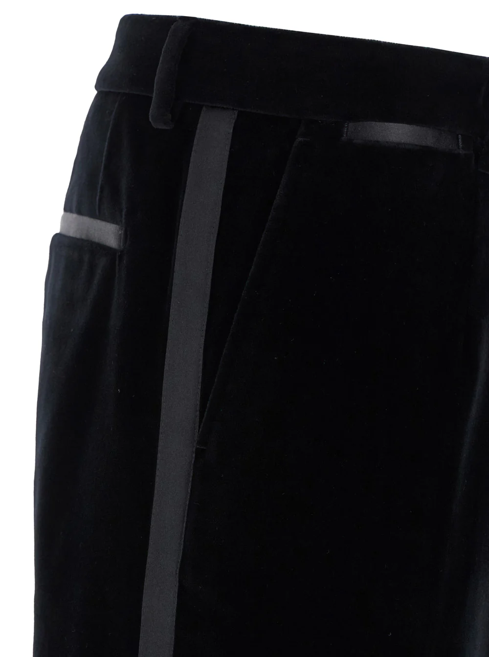 Dolce & Gabbana Black Pants with Belt Loops in Velvet Stretch Man Trousers