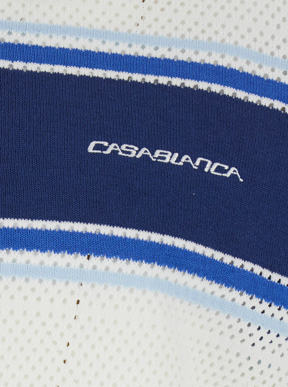 Casablanca Polo MESH STRIPE White with Blue Details in Cotton for Men Tshirts And Shirts