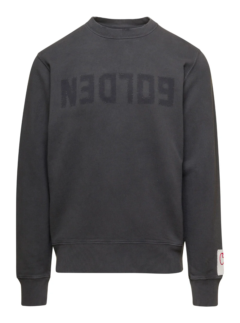 Golden Goose Gray Crewneck Sweatshirt With Logo Print Cotton Men Grey Sweatshirts