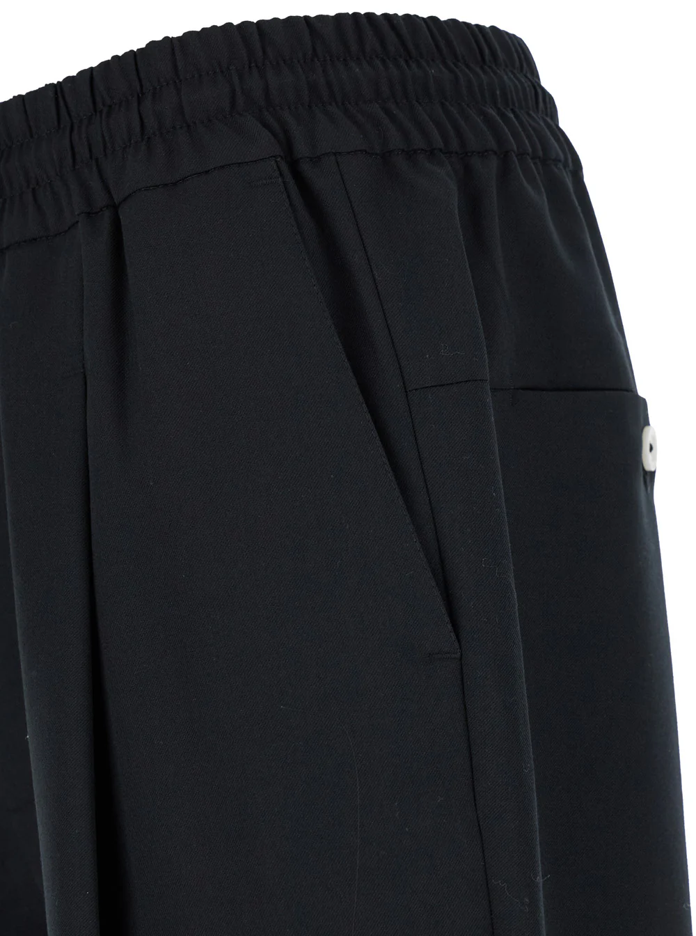 DrôLe De Monsieur Pants Le Pantalon Cropped With Elastic Waist And Drawstring Wool Blend Black Men Virgin Polyester Trousers